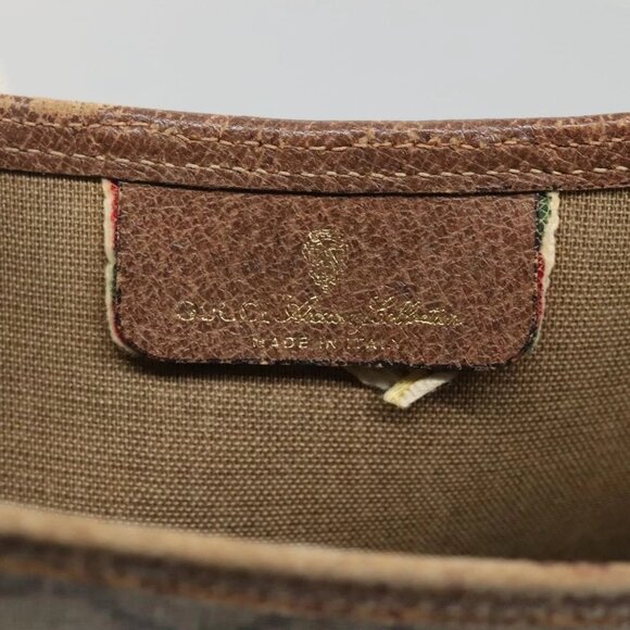 GUCCI GG Supreme Web Sherry Line Tote Bag PVC Beige Gold - Picture 12 of 15